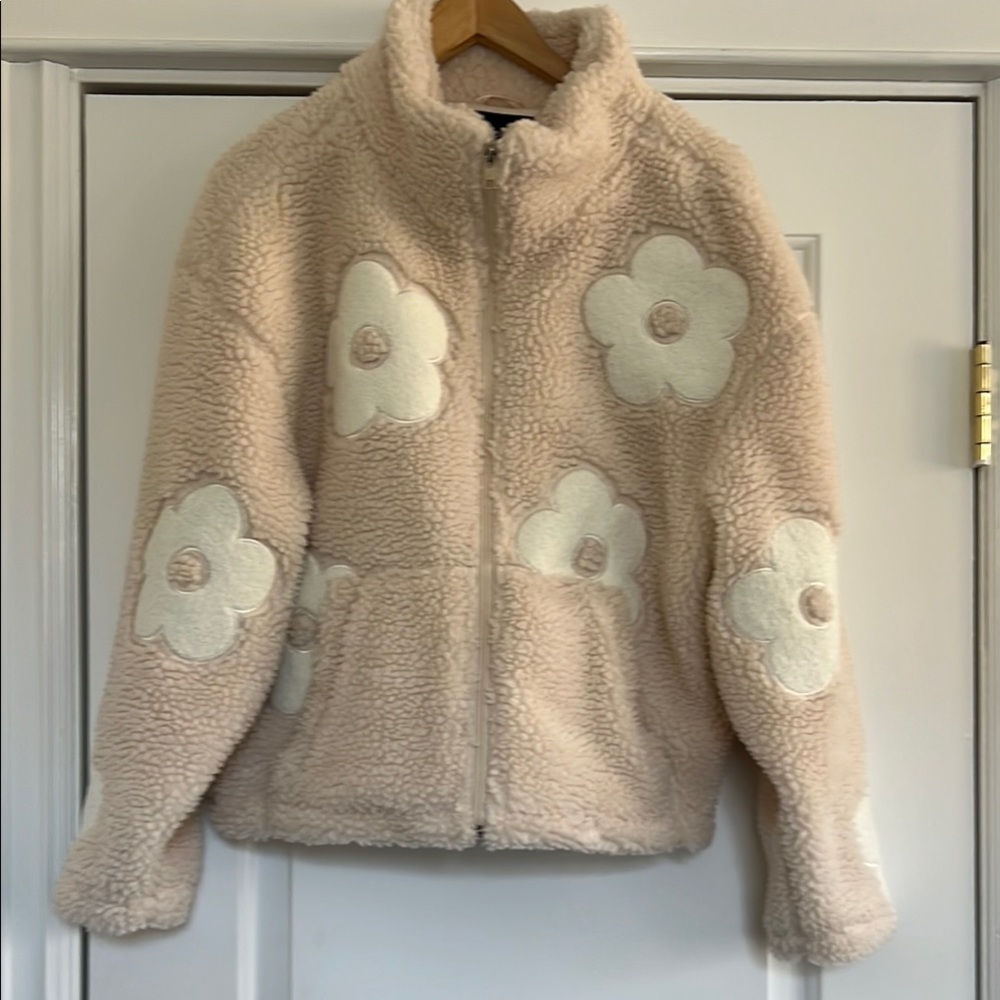 Cream Floral Sherpa Jacket